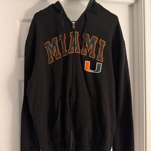 Miami Hurricanes Colosseum Black Men's Zip Up Hoodie Size Large